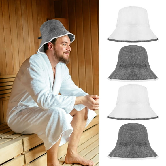Austok 4 Pcs Wool Felt Sauna Hat Water Absorbent Sauna Cap Practical Sauna Accessories Fisherman Style Sauna Hat Comfortable Sauna Hat for Sauna Users Women Men