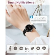 Smart Watch for Women Waterproof Black, Small, Round Womens Watch Compatible with iPhone Android Phones Fitness Tracker Watch with Heart Rate Monitor Pedometer Sleep Tracker