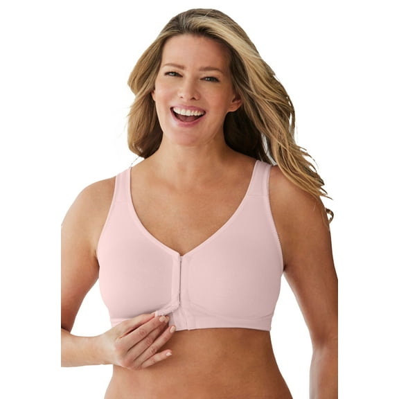 Comfort Choice Women's Plus Size Front Hook Wireless Breathe Bra