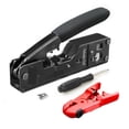 thumbnail image 1 of RJ45 RJ11 Pass Through Crimping Tool for Cat7/6A Cat6/5 Ethernet Modular Plugs Connectors With Stripper and Spare Blade ,Multi Function, 1 of 6