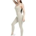 thumbnail image 4 of Olyvenn Ribbed Yoga Jumpsuits for Women Sexy Seamless Square Neck Tummy Control Workout One Piece Bodysuits Shapewear for Women Beige 6, 4 of 5