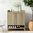 thumbnail image 6 of ARKANTOS Shoe Cabinet with 2 Fluted Doors and Shelves for Entryway Coastal Oak, 6 of 6