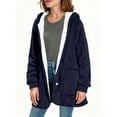 thumbnail image 2 of ZUKMRJPC Womens Fleece Jackets Solid Color Button Down Long Fleece Jackets Winter Casual Warm Fluffy Soft Hoodies with Pockets, 2 of 8