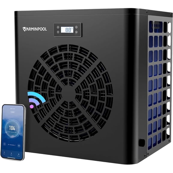 VARMINPOOL Pool Heaters for Above Ground Pool 16000 BTU Swimming Pool Heater Pump Heating or Cooling Mode WiFi Control Timer 120V 60Hz