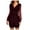 Wine, variant on Birdeem Fashion Women Sexy Casual Buttocks V-Neck Solid Slimming Long Leeve Dress