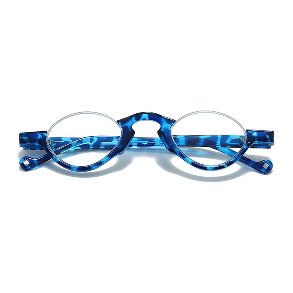 4 Pairs of Blue Light Blocking Half Rimless Blue Tortoiseshell Reading Glasses 2.00 for Women Men Half Moon Fashion Spring Hinge plastic Readers +2.00 Strength