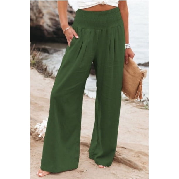 Pantalones casuales de mujer, estilo casual, algodón, hechos a mano, cintura media