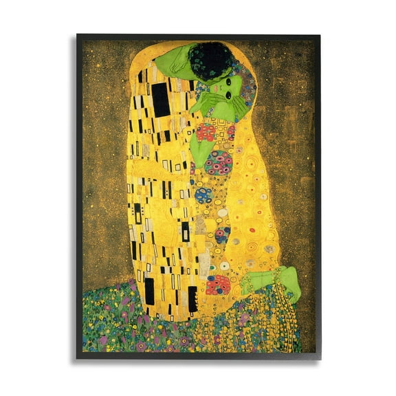 Stupell Industries Funny Classic Klimt Aliens Fairy Tales & Fantasy Painting Black Framed Art Print Wall Art