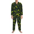 thumbnail image 3 of Vsdgher Green Branch Olive Mens Pajama Set, Soft Warm Long Sleeve Sleepwear, Cozy Button-Down Pjs for Men-XX-Large, 3 of 7