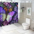 thumbnail image 7 of Fenyluxe Inspirational Quote Trust in The Lord Shower Curtain Purple Flower Butterfly Motivational Words Elegant Nature Creative Modern Art Bathroom Decor Fabric Curtain with Hooks 69x72, 7 of 7