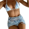 thumbnail image 2 of Cheers US Women's 3 Piece Bathing Suit Tie Dye Print Triangle Swimsuit Bikini Set with Cover Up Skirt, 2 of 7