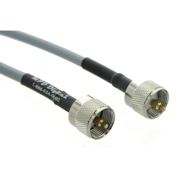 MPD Digital Câble Coaxial USA RG8X (Gris) avec Connecteurs Enfilés PL259, 25 Pieds
