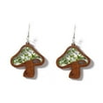 thumbnail image 2 of Acrylic Mushroom Hook Earrings Wood Cut Design Green Clear Lightweight Dangle Jewelry for Women Nature Style Accessory, 2 of 5