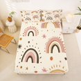 thumbnail image 4 of Manfei Boho Rainbow Bed Sheets, Star Planet Full Size Sheets, Beige, 4 Pieces, 1 Flat Sheet, 1 Fitted Sheet and 2 Pillowcases, 4 of 6