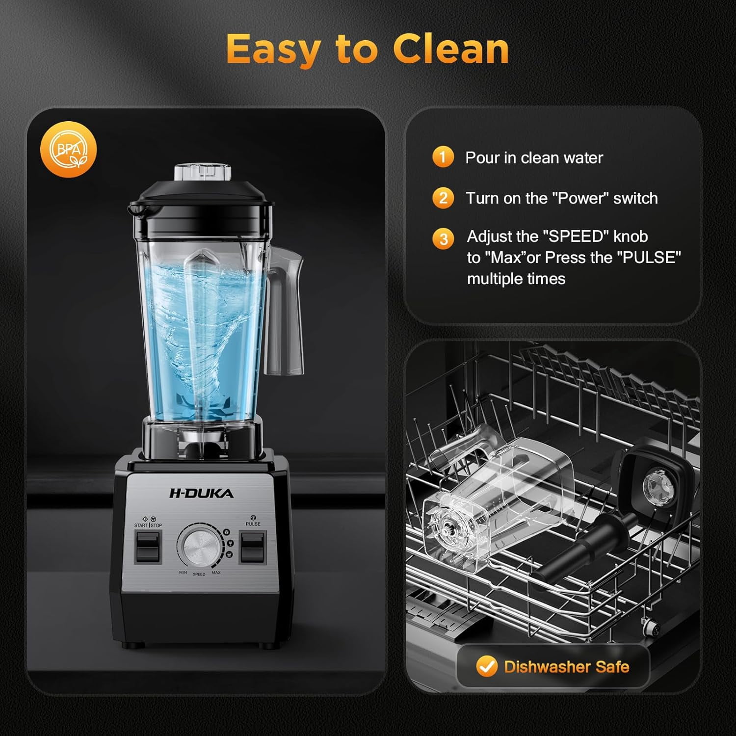 Countertop Blender with 64oz Pitcher, 25000 RPM High Power Smoothie Maker for Ice Crushing and Frozen Fruits