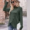 thumbnail image 5 of BLTIBY Long Sleeve Shirts for Women Knit Round Neck Button Dressy Solid Color Sweater Blouse Autumn Lightweight Casual Tunic Tops Army Green S, 5 of 7