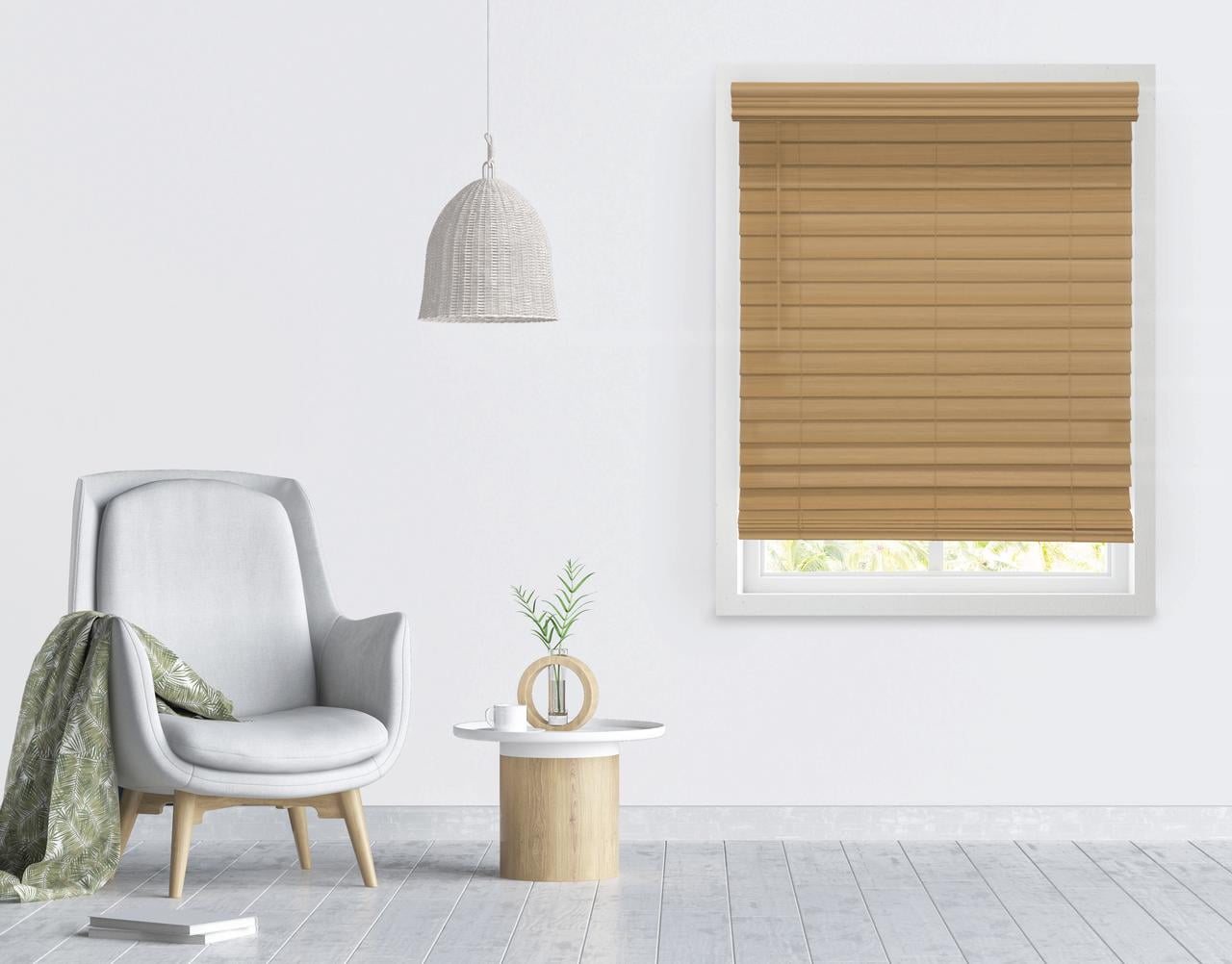 Faux wood plantation blinds 25x48 with valance and rod 