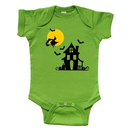 

Inktastic Halloween Haunted House Witch and Bats Gift Baby Boy or Baby Girl Bodysuit