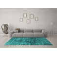 thumbnail image 3 of Ahgly Company Machine Washable Indoor Rectangle Oriental Turquoise Blue Industrial Area Rugs, 7' x 9', 3 of 4