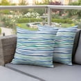 thumbnail image 5 of 2 Pack Outdoor Waterproof Throw Pillow Covers,Oceans Style Striped Decorative Square Pillow Case Patio Pillowcases for Chair Couch Sofa 16x16in, 5 of 9