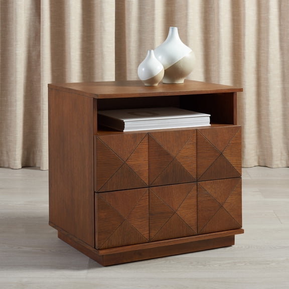 SAFAVIEH Couture Patty Contemporary Nightstand with 2 Drawers, Walnut