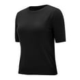 thumbnail image 5 of Sevevn Womens Solid Color Crewneck Loose Blouse Short Sleeve Casual Work Shirt Tunic Black S Savings Up to 30% Off, 5 of 6