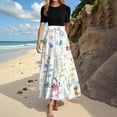 thumbnail image 2 of Youmylove Maxi Dresses for Women Long Floral Dress Summer Elegant Boho Tie Belted Patchwork Empire Waist Short Sleeve Flowy Sundress Stylish Sundresses, 2 of 5