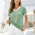 thumbnail image 7 of SOMER Women Tops Short Sleeve T-Shirts Summer Tops Soft Tunic V Neck Basic Blouses for Women Workout Spring Fashion 2026 Green, 7 of 7