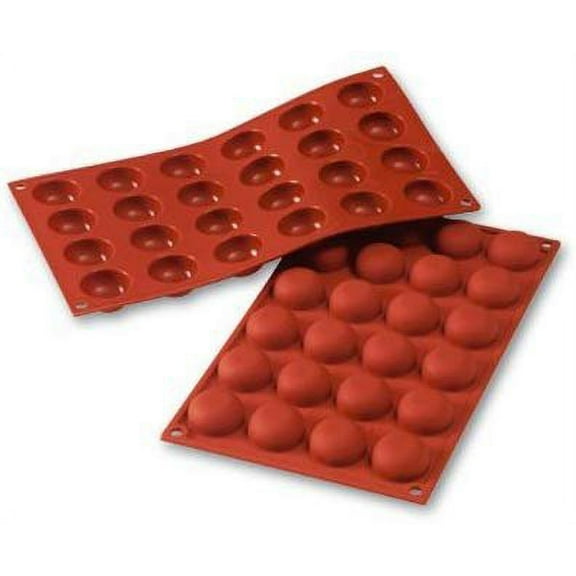 Flexible Bakeware: Pomponette Flattened Hemisphere .61 Oz, 1.34" Diam. x .63" Deep, 24 Cavities