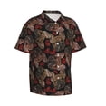 thumbnail image 2 of Daiia Hearts and French Bulldog Hawaiian Shirt for Men Gentle Cotton Regular Short Sleeve Casual-X-Large, 2 of 9