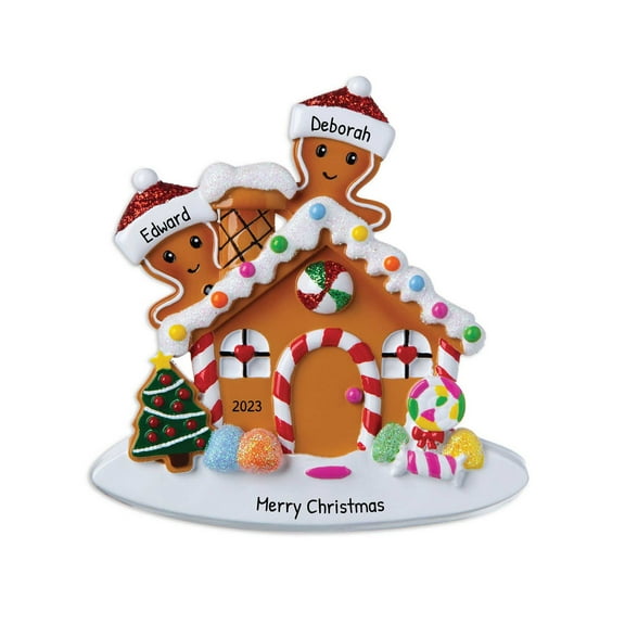 Personalized Couple Gingerbread House Christmas Tree Ornament 2024 - First Christmas Together Decor