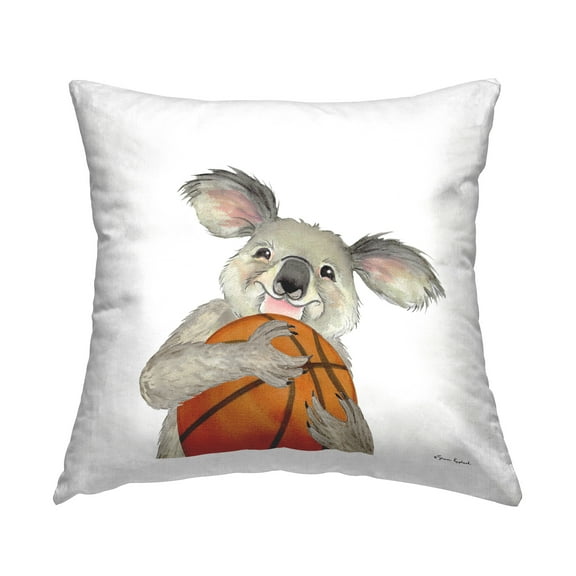 Stupell Industries Koala with Basketball Decorative Printed Throw Pillow Design by Sharon Kuplack