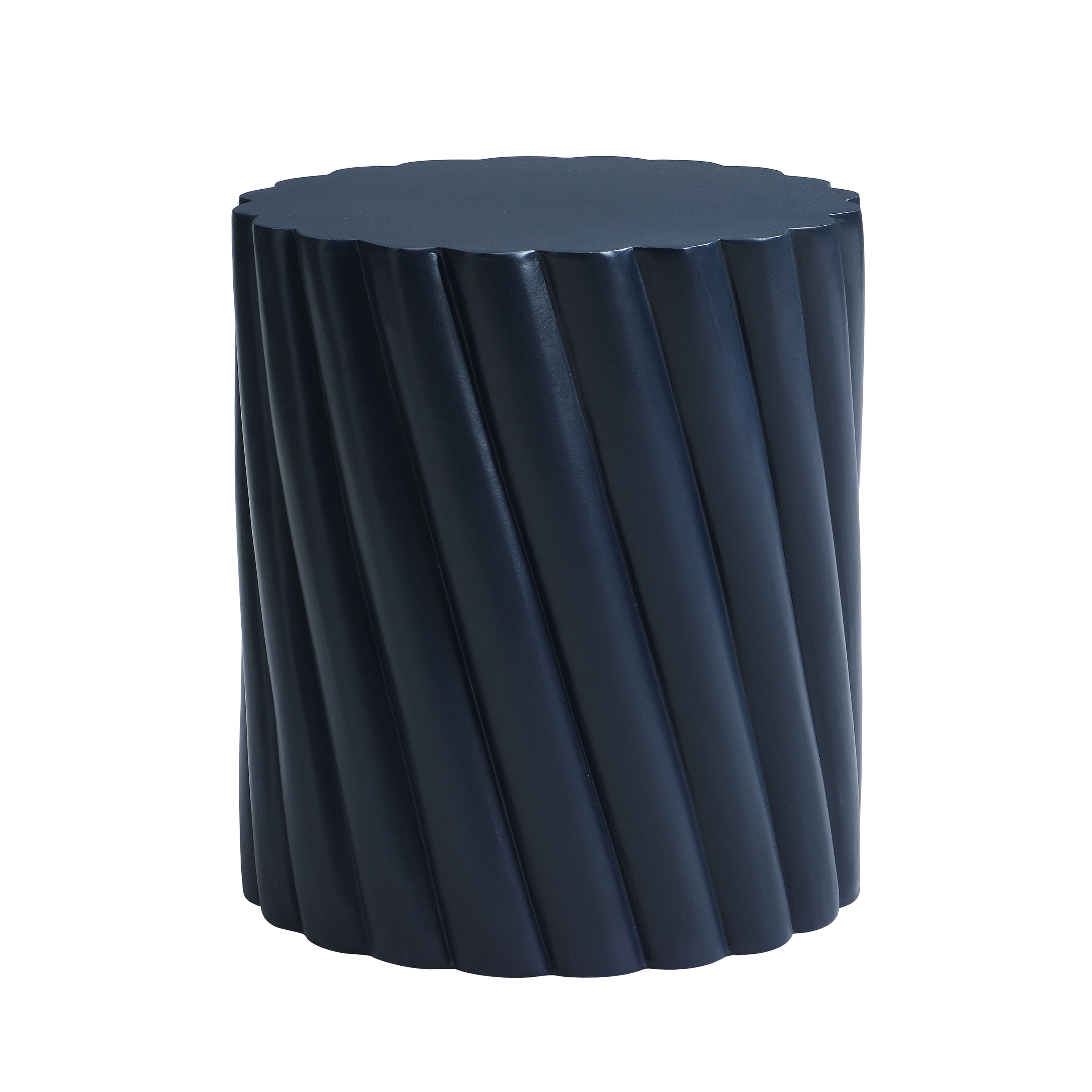 Table, Outdoor Navy Blue Fluted Design Table for Patio Balcony Garden, Navy Blue