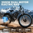 thumbnail image 4 of Finder 26-ORLMS V3 2000W Peak Electric Bike for Adults, Up to 38 MPH，60V 25Ah Battery, LED Display, 7-Speed, Dual Suspension, 26 x 4 Fat Tire E-Bike, 4 of 9