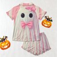 thumbnail image 6 of MEZZALL Girls Halloween Pajama Sets With Sleepwear Two Piece Cozy Short Sleeve Lapel Button Shirts Blouse Tops With Shorts For Toddler Kids Nightwear, 6 of 6