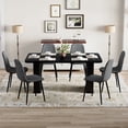 thumbnail image 2 of ExtraLco 7 Piece Dining Table Set for 6, Black Wood Grain Table with 6 Dark Gray Upholstered Chairs, 2 of 11