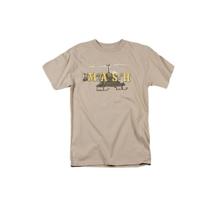 Helicopter Graphic - MASH 1970's War Comedy TV Series Distressed Helicopter Logo Adult T-Shirt