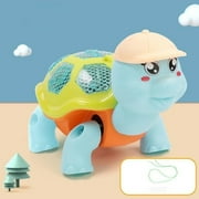 Glowing Motion Toy, Musical Walking Turtle with LED Lights, Pull String Activation, Interactive Crawling Pet for Ages 1+ Years