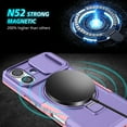 thumbnail image 3 of Allytechgroup Magnetic For iPhone 16 Plus Case with Ring, [1x Screen Protector] [Slide Camera Cover] Military Grade Drop Protection Back Cover For iPhone 16 Plus, Purple, 3 of 10