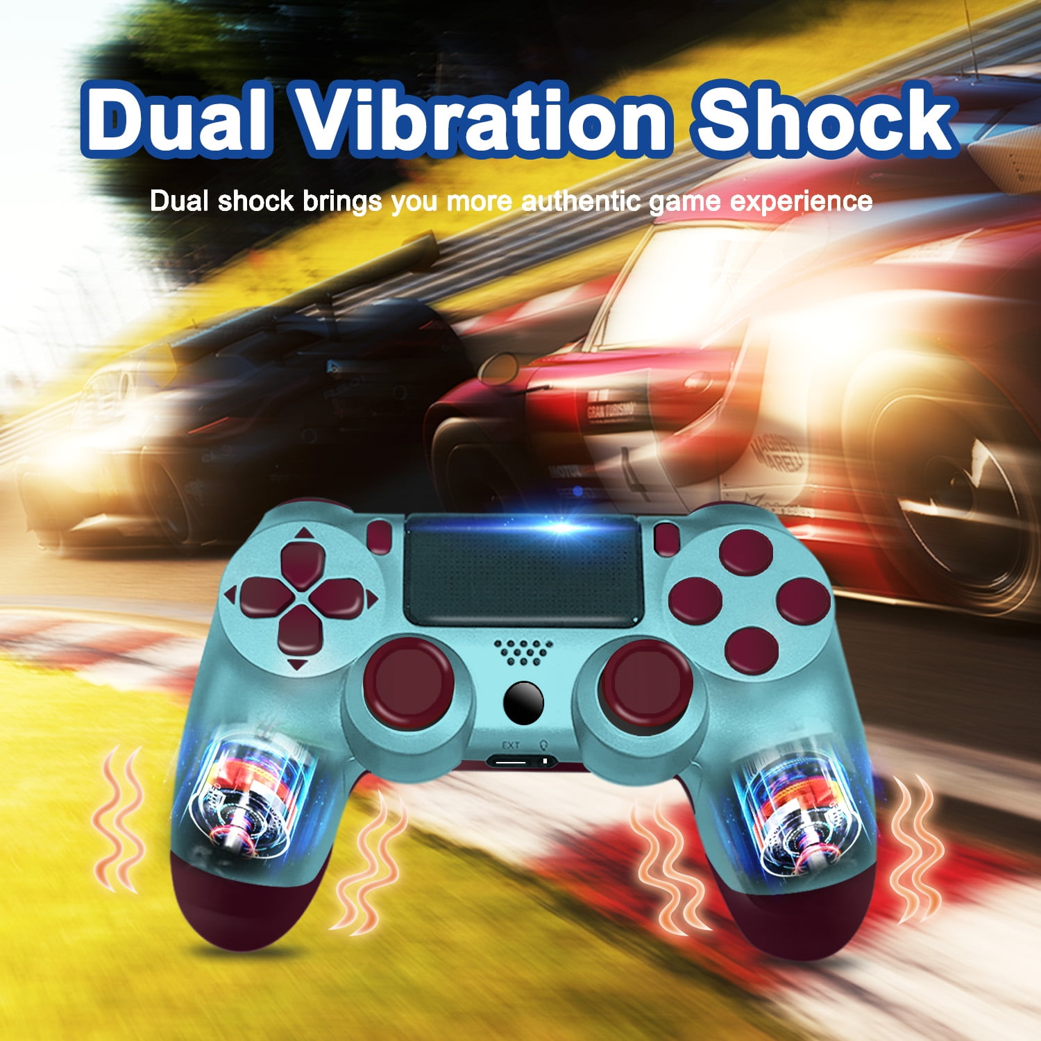 INFISU 2 Packs Wireless Controller for P4,Bluetooth P4 Controller Remote,Rechargeable Gamepad Compatible with P4/Slim/Pro,with Double Shock/Audio/Six-Axis Motion Sensor
