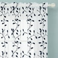 thumbnail image 2 of Deconovo Floral Rod Pocket White Sheer Curtains, Window Sheer Drapes with Embroidered Leaf Pattern - 2 Panels, Each 52x72 in, Navy Blue, 2 of 7