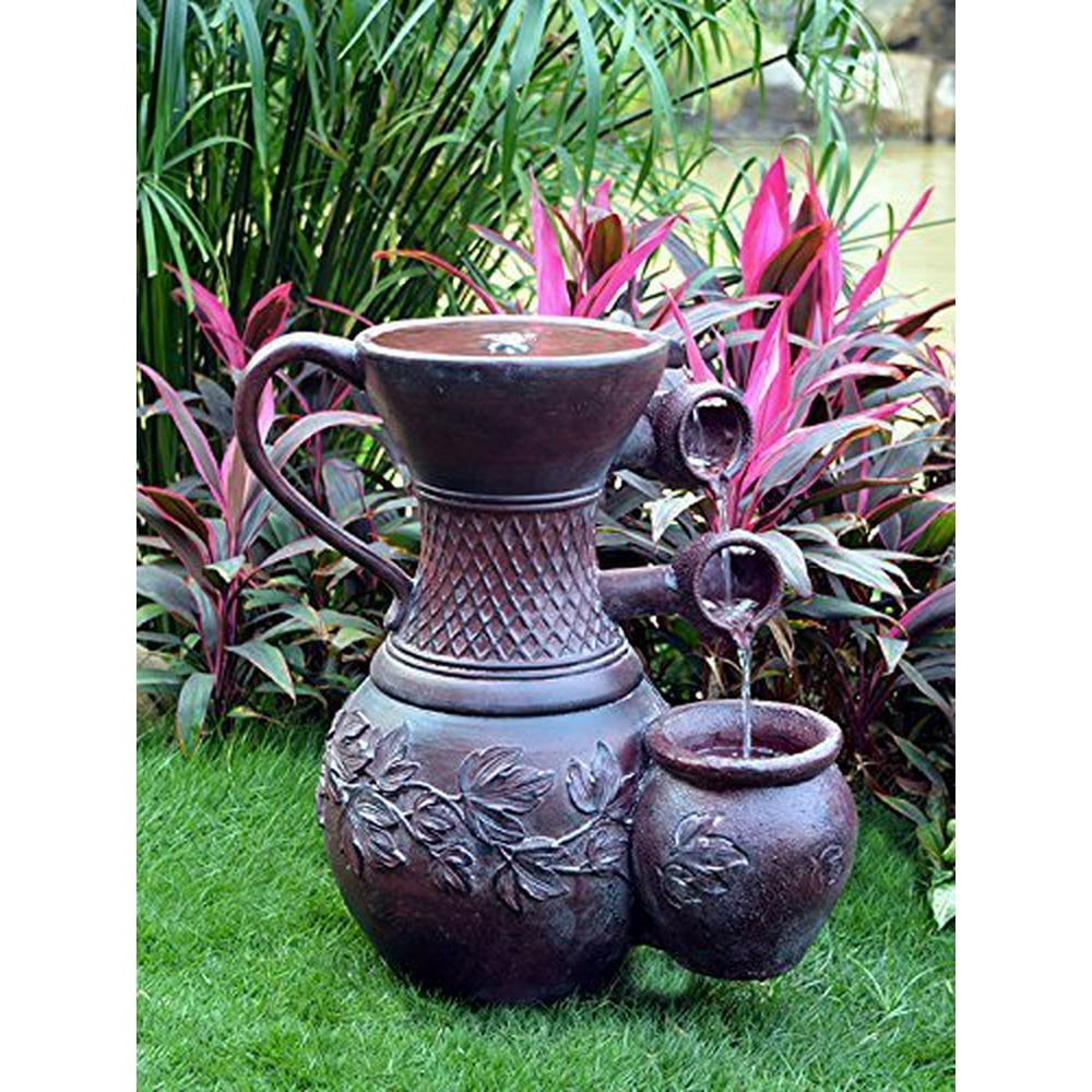 ASC Solar Powered 3tier Pitcher Water Fountain with Battery/Timer and