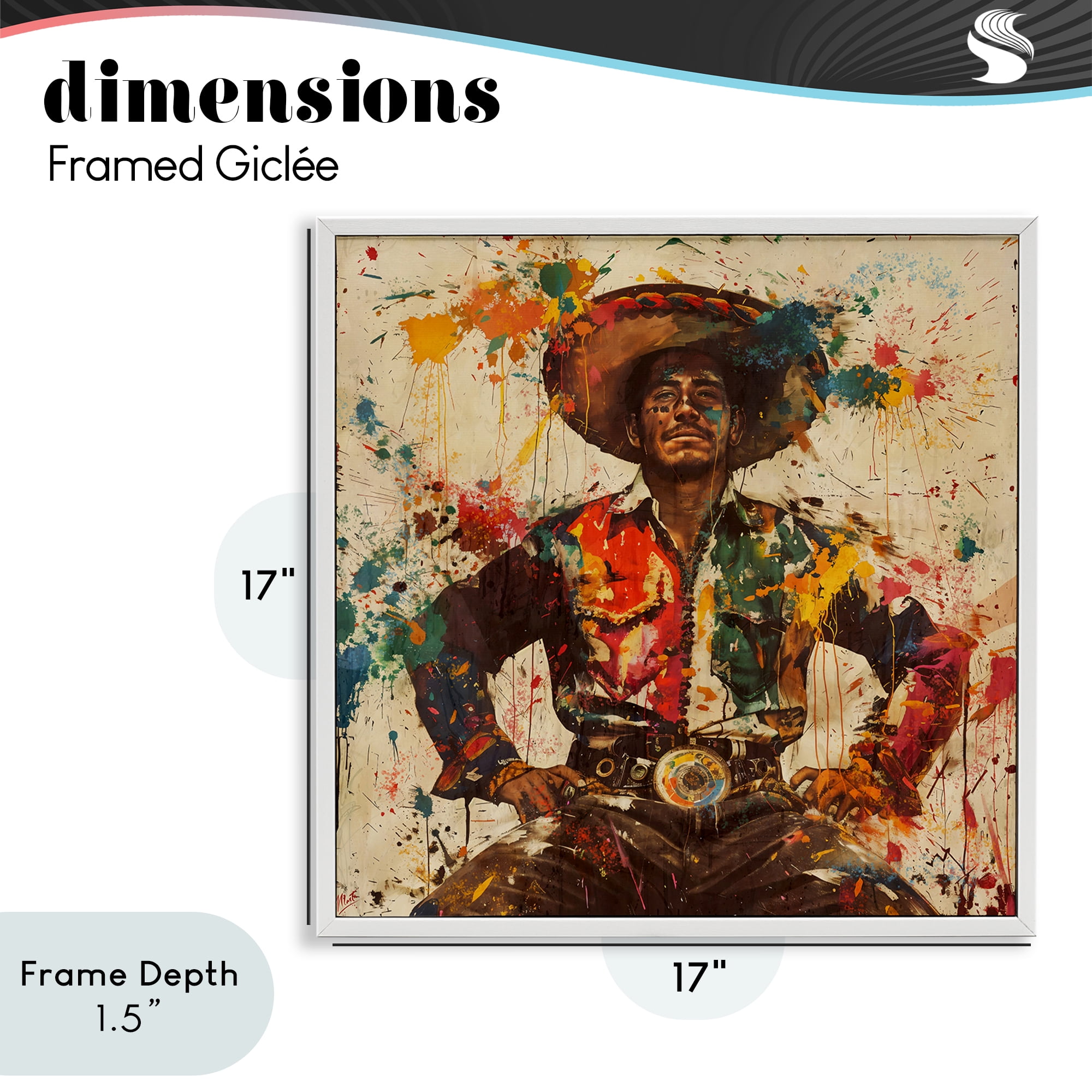 Stupell Industries El Mexicano with Paint Splatters White Framed Giclee Art, design by Marta Wiley