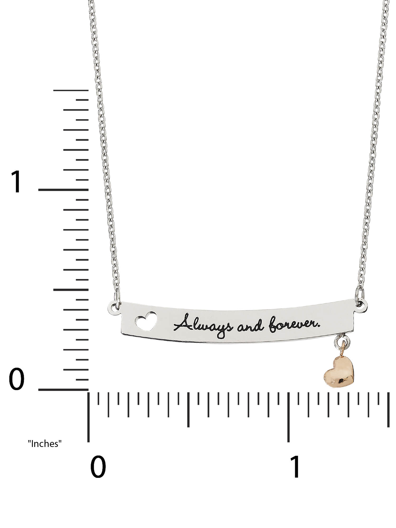 Connections from Hallmark Stainless Steel Always & Forever Bar with Heart Charm Pendant, 18