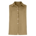 thumbnail image 4 of Inglocry Mens Button Down Summer Shirts Sleeveless Cotton Linen Beach Tank Top Basic Solid Work Dress Shirt Khaki L, 4 of 6