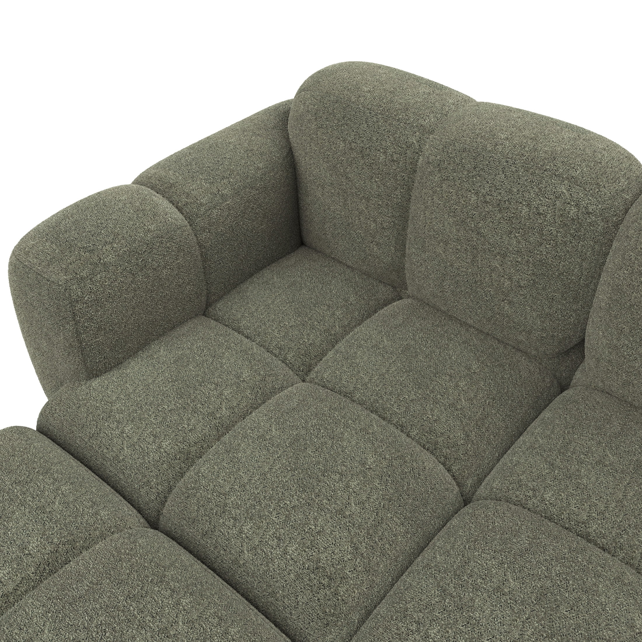 Christopher Knight Home 91" L-Shaped Sectional Sofa with Ottoman, Cushion Block Design, Olive Green