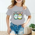 thumbnail image 2 of Kids Easter Shirt Cute Bunny Egg Graphic Tees Short Sleeve Regular Fit Casual Holiday Outfits Little Boys Girls 2-8T Grey, 3-4 Years, 2 of 4