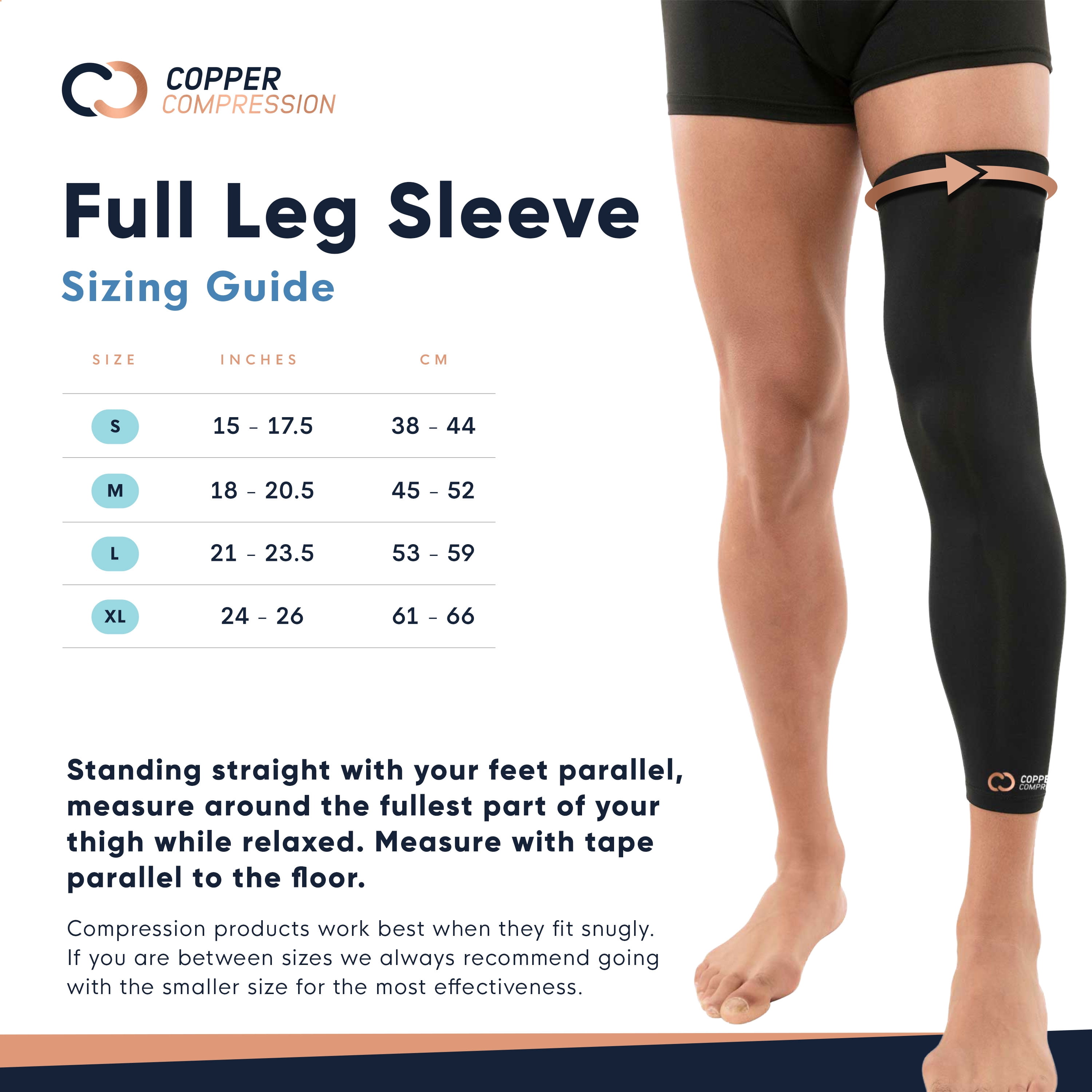 Copper Compression Leg Compression Sleeve - Copper Infused Knee Stabilizer Brace for Running, Meniscus Tear, ACL, MCL, Arthritis, Joint Pain Relief - Thigh & Calf Support for Men & Women - Black - S