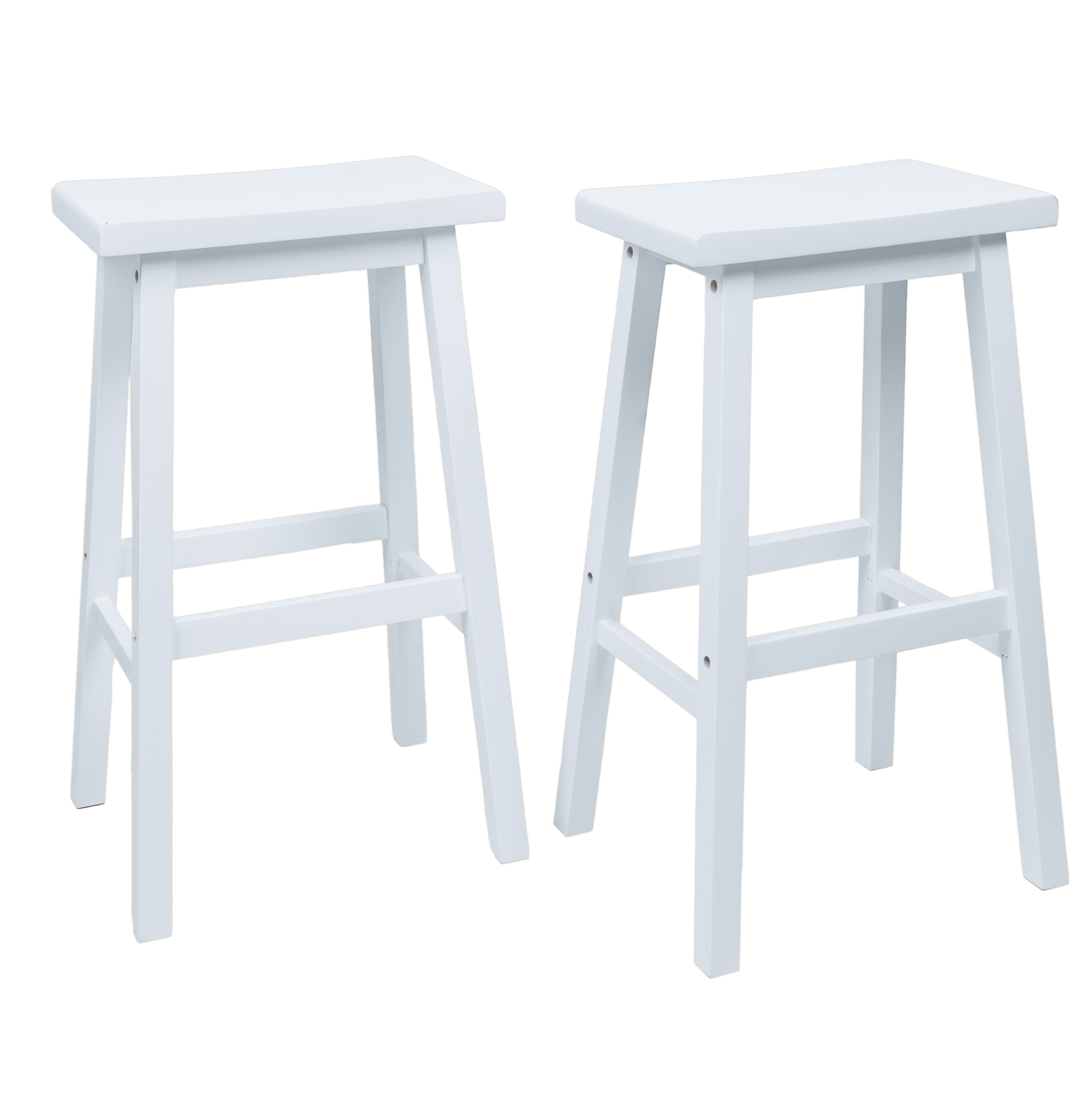 Mainstays Indoor 29" Counter Height Backless Saddle Wood Stool Set of 2 In White
