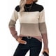 thumbnail image 2 of Suéteres de Bloque de Color para Mujer, Blusas de Larga con Cuello Alto, Suéter de Punto Holgado. Camello XL, 2 of 7